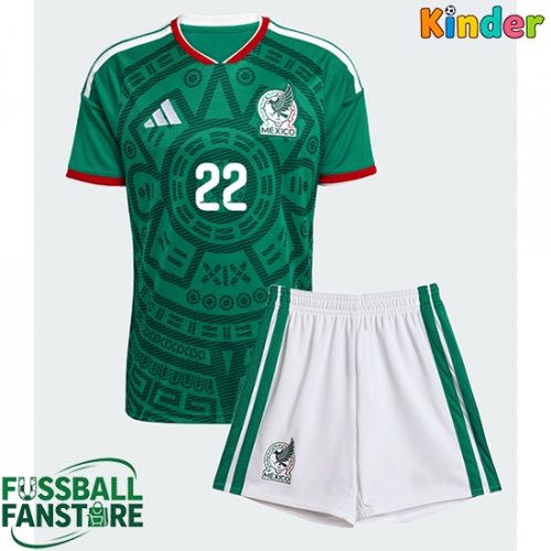 Mexiko Hirving Lozano #22 Replik Heimtrikot Kinder WM 2026 Kurzarm (+ Kurze Hosen)